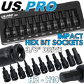 US PRO IMPACT HEX BIT Sockets Set 3/8" Drive Impact H2 To H10 Allen Key S2 Steel