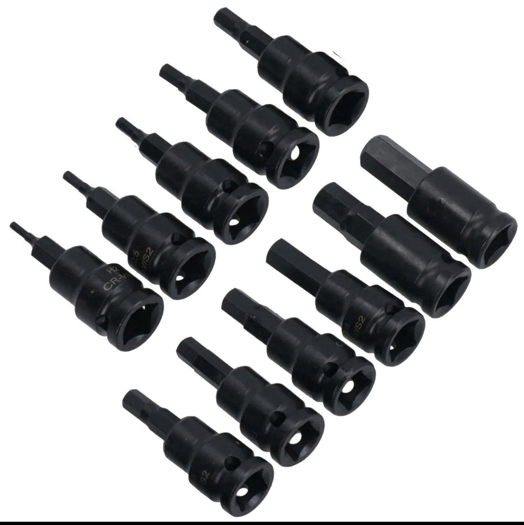 US PRO IMPACT Hex Torx Spline Bit Sockets 3/8" Drive Short Reach Allen Star HX
