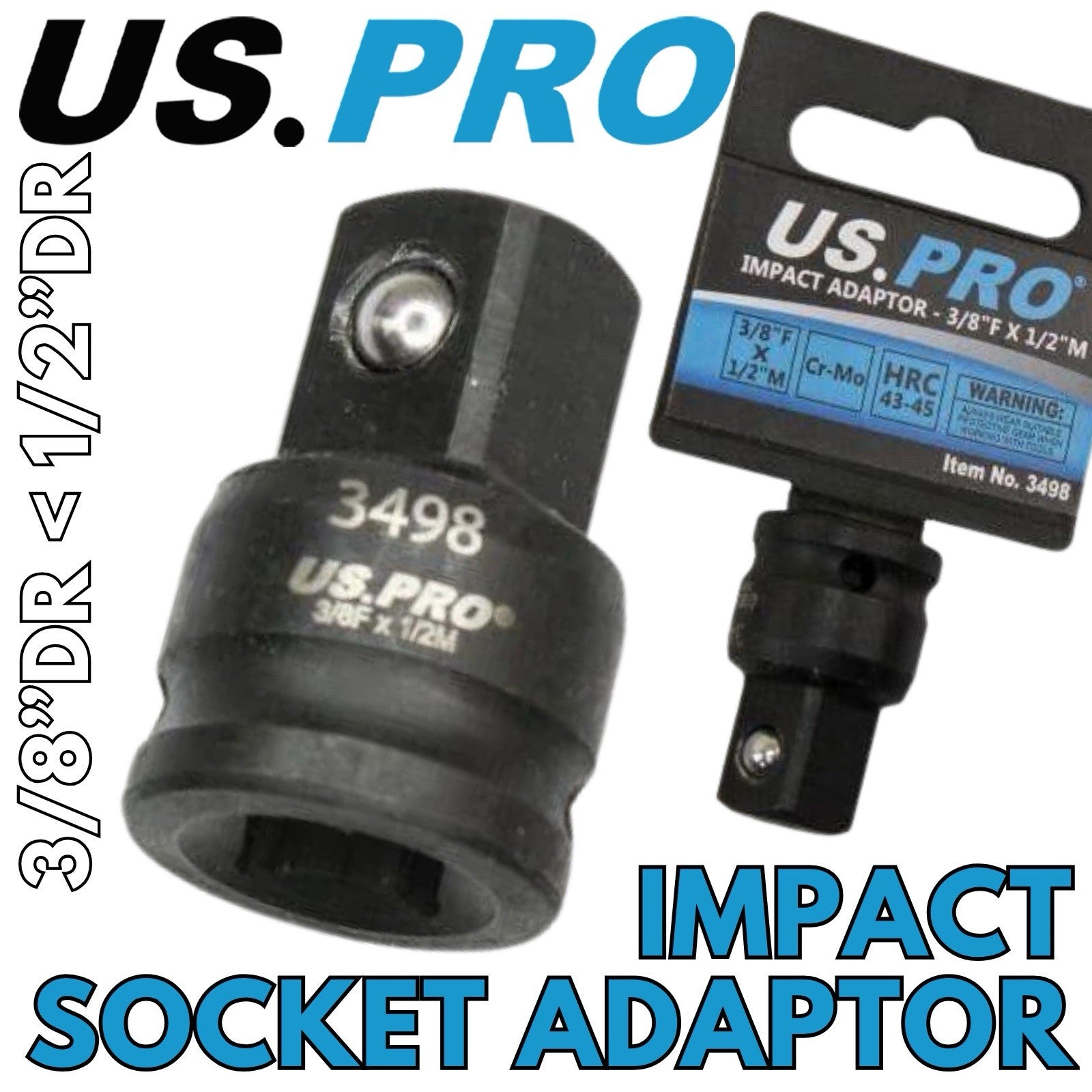 US PRO Impact Socket Adapter 3/8" Female To 1/2" Male Step Up Converter CR-MO