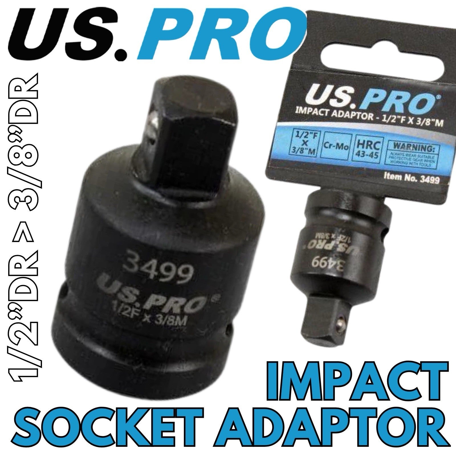 US PRO Impact Socket Adapter 1/2" Female To 3/8" Male Step Down Converter CR-MO