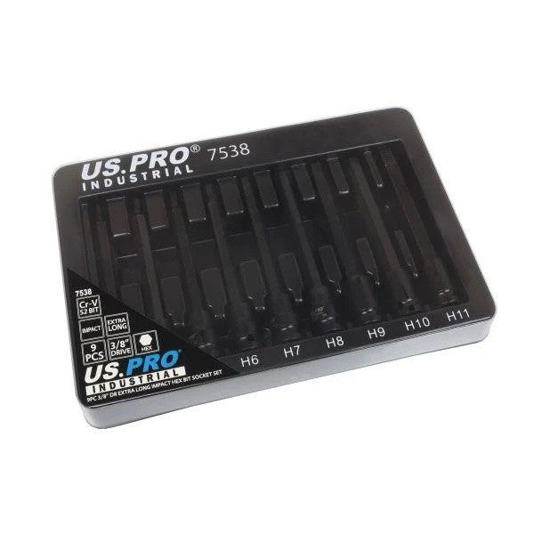 US PRO Extra Long Impact Hex Bit Sockets Set 3/8" Drive Impact S2 Steel H3 - H11