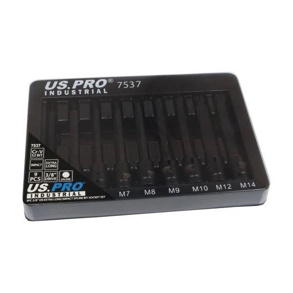 US PRO Extra Long Impact Spline Bit Sockets Set 3/8" Drive Impact M4 - M14 S2