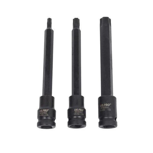 US PRO Extra Long Impact Torx Bit 3/8" Drive Sockets Set Impact T25 - T60 S2 CRV
