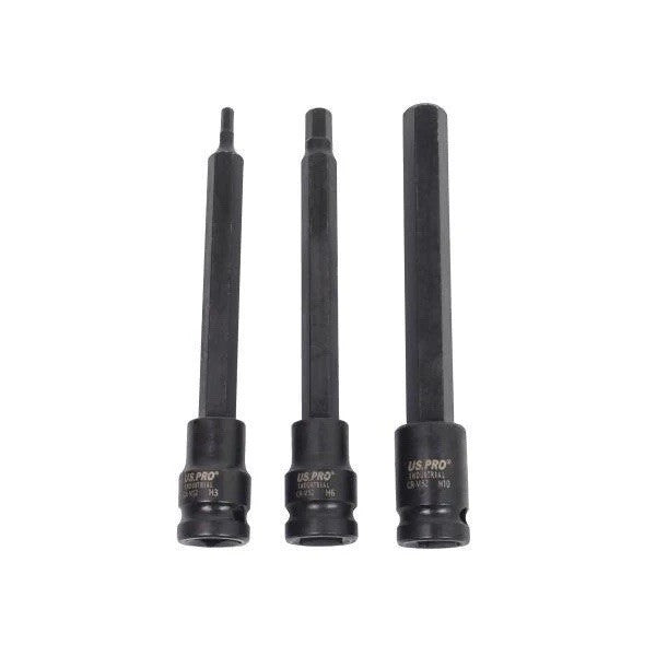 US PRO Extra Long Impact Hex Bit Sockets Set 3/8" Drive Impact S2 Steel H3 - H11