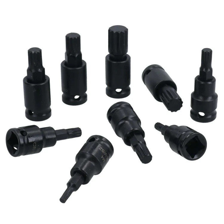 US PRO Impact Spline Bit Sockets Set 3/8" Drive Impact M4 - M14 Spline Key S2