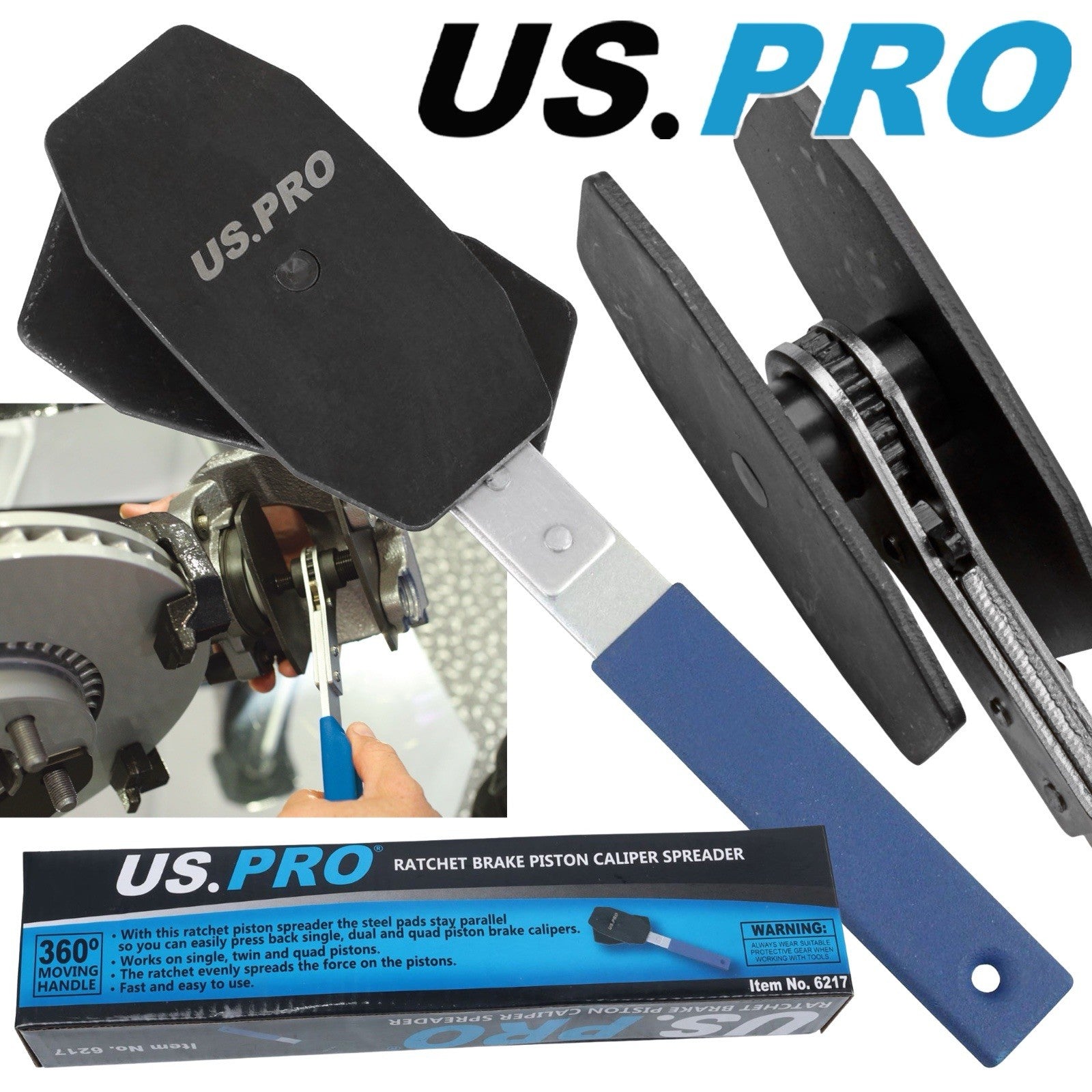 US PRO Ratchet Brake Caliper Piston Spreader, Pad Compressor, Push Back Tool